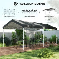 Gazebo Pieghevole Pop Up 6x3 m, UPF50+ con Altezza Regolabile e Borsa di Trasporto, Grigio Scuro