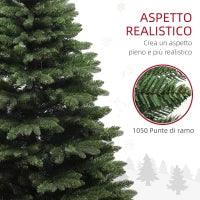 Albero di Natale in Plastica con 1050 Rami e Base Pieghevole in Acciaio, Ø120x180 cm, Verde