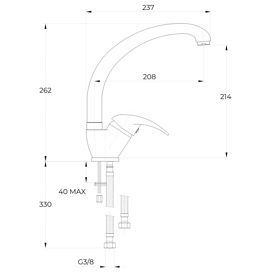 Miscelatore monoforo ottone per lavello cucina maiorca erogazione orientabile *** finitura- cromo lucido, confezione 1