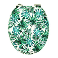 Sedile copri wc universale frizionato fantasia mdf chiusura rallentata *** fantasia piante, confezione 1
