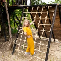 Rete d'Arrampicata per Bambini 3-6 Anni, Rete di Protezione per Area Giochi, Percorso ad Ostacoli, 1,5 x 2 m, Marrone
