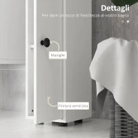 kleankin Mobile Colonna Bagno con Cassetto, 2 Armadietti e 4 Ripiani Aperti, in Legno, 20x20x180 cm, Bianco