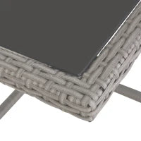 Set Mobili da Giardino Esterno Tavolo con 4 Sedie 4 Poggiapiedi 9pz Rattan Grigio