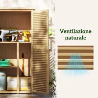 Casetta da Giardino i Legno a 4 Ripiani con Anta a Persiana, 87x46.5x160 cm, Giallo e Verde