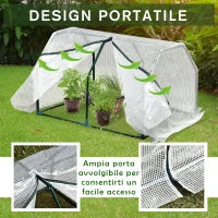 Mini Serra da Giardino e Balcone in Plastica PE e Acciaio con Chiusura a Zip, 99x71x60 cm