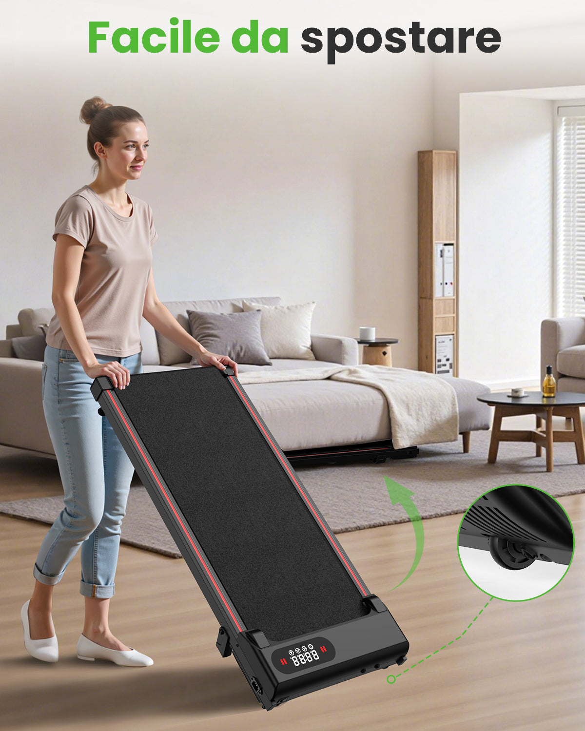 Tapis roulant elettrico inclinato RATTANTREE, tappetino da passeggio da 1 a 8 km/h con telecomando, per casa e ufficio, 2,5 CV, capacitï¿½ï¿½ 140 kg
