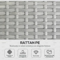 Set da Giardino in Rattan PE Stile Boho, Divano 2 Posti con Chaise Longue e Tavolino, Grigio Chiaro