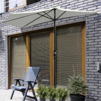 Ombrellone Semicircolare da Parete per Giardino 2.7x1.5 m con Apertura a Manovella, Bianco