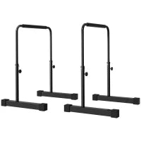 Set 2 Barre per Dip Regolabile su 4 Altezze con Maniglie Antiscivolo in Acciaio, 70x50x80-105 cm, Nero