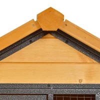 Gabbia per Conigli con Casetta, Rampa e Area Aperta, Conigliera in Legno e Metallo Giallo Chiaro, 122x63x92cm