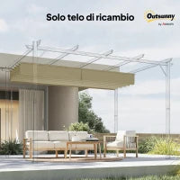 Copertura per Gazebo Pergola 4x3 m in Poliestere Traspirante Beige con 10 Fori di Drenaggio