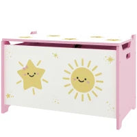 Baule Portagiochi con Coperchio per Bambini per Giocattoli e Vestiti, 60x37x39 cm, Rosa