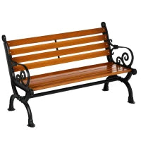 Panchina da Giardino 2 Posti in Alluminio e Legno a Doghe con Braccioli, 120x64x79cm, Teak
