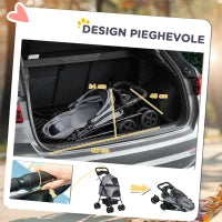 Passeggino per Cani Pieghevole con Guinzaglio di Sicurezza e Cestino Portaoggetti, Grigio
