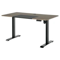 Scrivania Sollevabile a 4 Altezze con Regolazione Elettrica, Sistema Anticollisione, 140x70x72-116cm, Metallo Nero e Teak