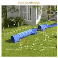 Set Agility Dog 7 Pezzi con Fischietto e Borsa da Trasporto, in Plastica e ABS, 89x69x99 cm, Bianco Arancione Blu