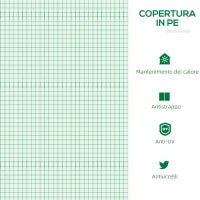 Mini Serra da Giardino con 3 Finestre Avvolgibili e Copertura PE Anti-UV, 180x60x60cm, Verde