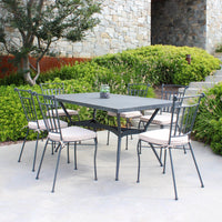 Tavolo Ceramica E Ferro Verniciato Rettangolare Minosse 160X90 Cm Grigio Scuro