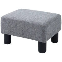 Pouf Poggiapiedi in Tessuto Effetto Lino Imbottito, 40x30x24cm, Grigio