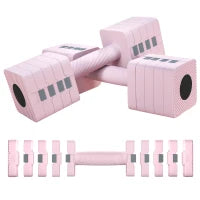 Set 2 Manubri Pesi Quadrati e Antiscivolo da 5 kg con Piastre Rimovibili, in Acciaio e ABS, 32x9x9 cm, Rosa