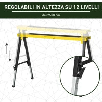 DURHAND Set 2 Cavalletti da Lavoro Pieghevoli e Portatili con Piano di Lavoro Antiscivolo Giallo e Nero, per Fai da Te