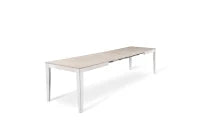 E-STYLO Tavolo allungabile con top cemento bianco in melaminico e base in metallo bianco, 90cm X 156/ 316cm H. 76cm.