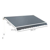 Telo di Ricambio Tenda Parasole Retrattile 3x2.5m in Poliestere Anti UV 50+, Giardino, Grigio