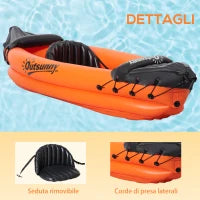 Canoa Gonfiabile 2 Posti in PVC con 2 Remi in Alluminio e Accessori, Arancione