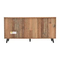 Credenza Vintage in Legno Marrone con 3 Cassetti e Ripiani Regolabili per Soggiorno e Sala da Pranzo, Marrone antico