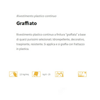 Rivestimento graffiato plastico idrorepellente bianco quarzi purissimi esterni *** formato 8 kg, confezione 1