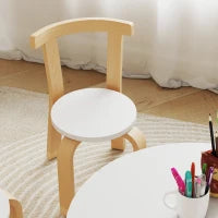 Set Tavolo e Sedie per Bambini 3-8 Anni 5 pz con Bordi Arrotondati in Legno Bianco