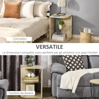 Tavolino da Salotto Moderno e Multiuso in Legno e Vetro per Soggiorno o Camera, 40x40x56cm