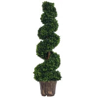 Piante Finte da Interno di Bosso a Spirale 120cm, Pianta Artificiale da Interno ed Esterni con Vaso Incluso, Pianta Finta per Decorazione Casa, Ufficio, Soggiorno, Giardino, Verde