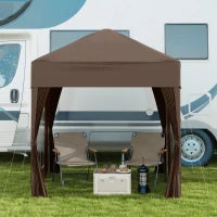Gazebo 2x2 m Pieghevole con 4 Pareti Rimovibili e Borsa da Trasporto, in Metallo e Poliestere, Marrone
