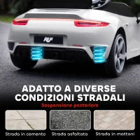 Macchina per Bambini 3-5 Anni con Licenza Ufficiale RUF GT, Telecomando, Cintura di Sicurezza e Musica, Bianco