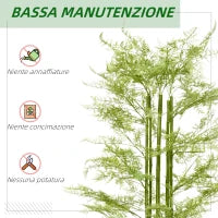 Outsunny Pianta Artificiale in Vaso da 155cm, Pianta Finta in Plastica per Interni ed Esterni, Verde