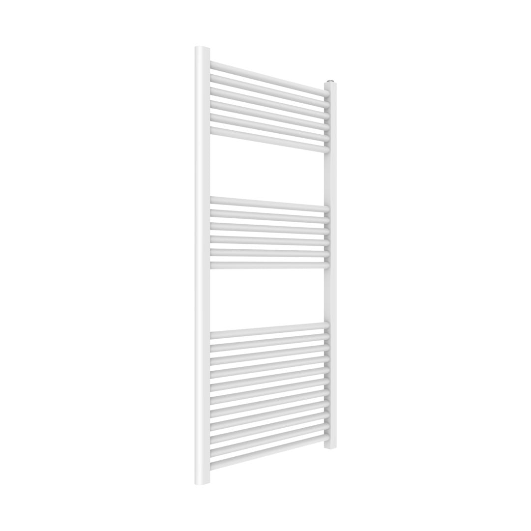 Termoarredo scaldasalviette tubolare tondo acciaio colore bianco opaco *** finitura- bianco opaco, misure h1200xl500x...