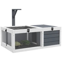 Casa Recinzione per Tartarughe o Piccoli Animali, con 2 Spazi, Supporto per Lampada, 81 x 48 x 31,5 cm, Grigio