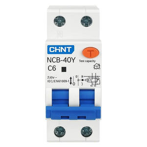 Chint 519867 nxbl40y c6 1p+n 6a 30ma 4,5ka interruttore magnetotermico