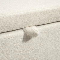 Panca contenitore imbottita, con rivestimento in fleece e struttura in metallo, Bianco crema