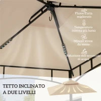 Copertura per Gazebo da Giardino per Barbecue 1.52x2.44 m a 2 Livelli in Poliestere 160gsm Beige