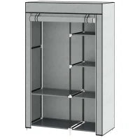 Armadio Guardaroba Portatile Tessuto non Tessuto con 6 Ripiani Aperti e un Appendino, 103x43x162.5 cm, Grigio
