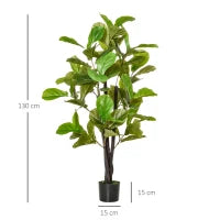 Ficus Artificiale per Interni ed Esterni, Pianta Artificiale Realistica con 78 Foglie, 130cm