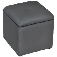 Pouf Contenitore Imbottito in Tessuto Teddy Morbido per Salotto e Camera, 39x39x39cm, Grigio