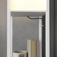 Lampada da Terra Moderna con 2 Paralumi e 2 Ripiani per Lampadine E27 Max. 40W, 26x26x156 cm, Bianco