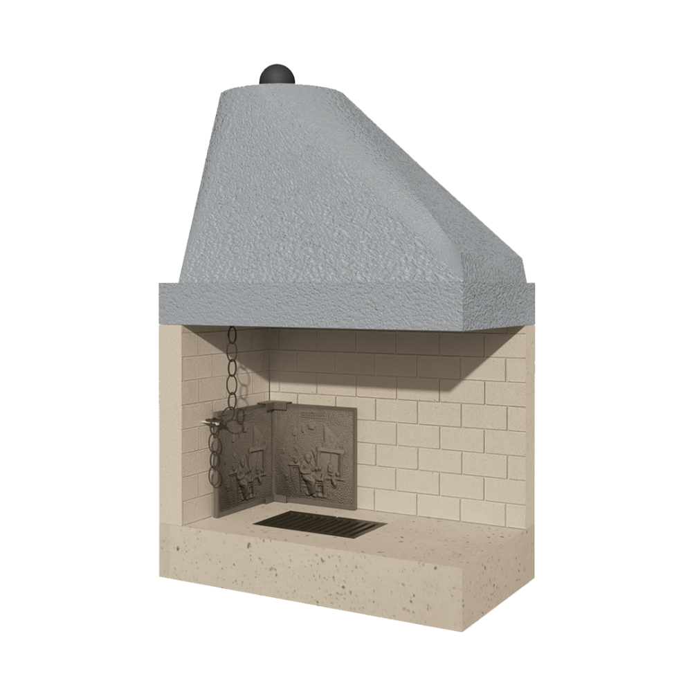 Camino legna prefabbricato refrattario focolare aperto reversibile ds90 ref