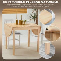 Tavolo Allungabile a Ribalta per 4-6 Persone in Legno di Pino, 140x70x75 cm, color Legno