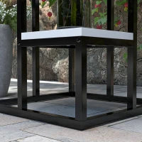 Scaffale per Piante a 4 Livelli in Acciaio e Legno, 34x34x70cm, Bianco e Nero