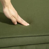Panca Contenitore Ovale da 72L con Coperchio Sollevabile, in Tessuto Effetto Velluto e Legno, 108x44x43.5 cm, Verde
