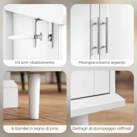 Credenza Buffet Elegante con 2 Cassetti e 3 Armadietti con Ripiani Regolabili, in Legno, 120x38x86 cm, Bianco